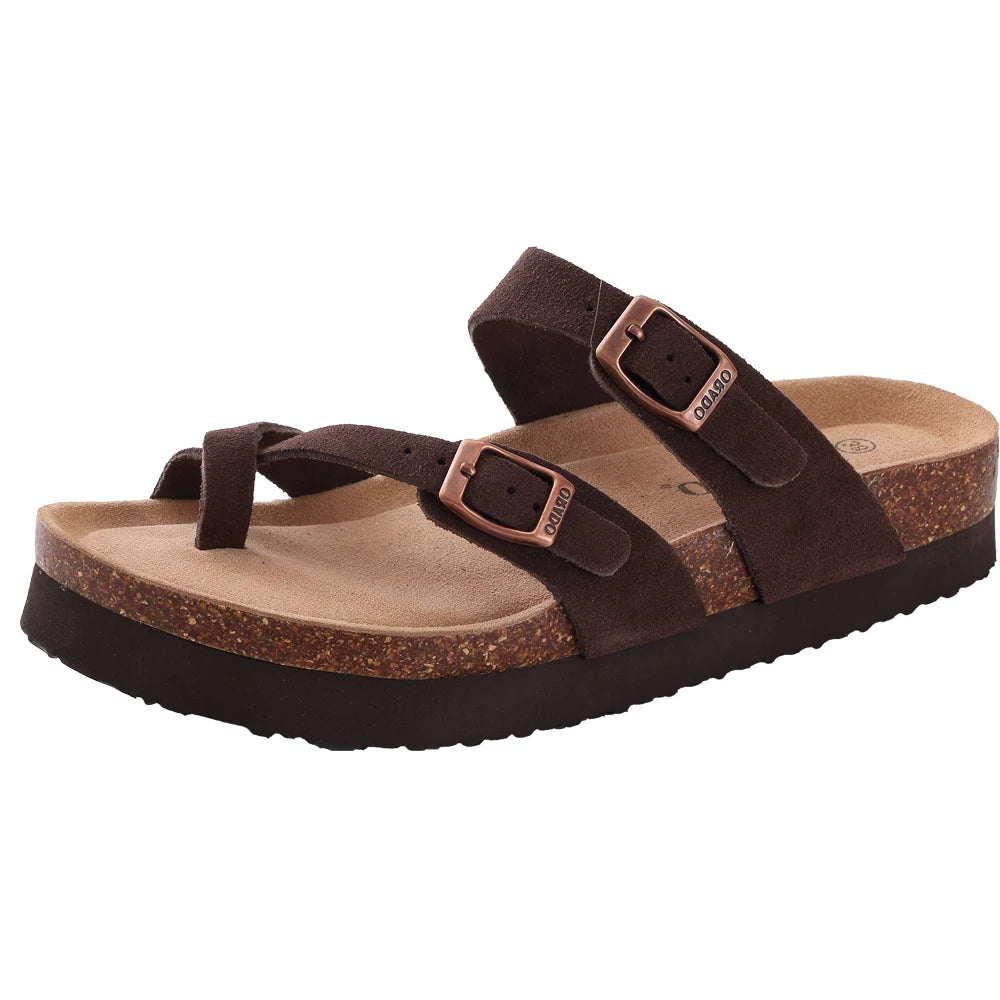 Veroq Suede Mule Sandals — Cork-Cushioned Arch Support You Can Feel