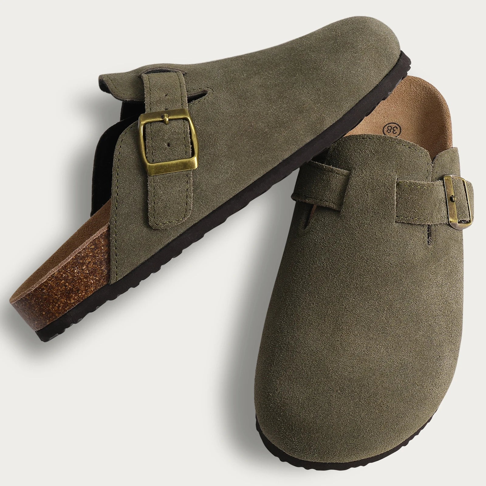 Veroq Suede Mule Sandals — Cork-Cushioned Arch Support You Can Feel