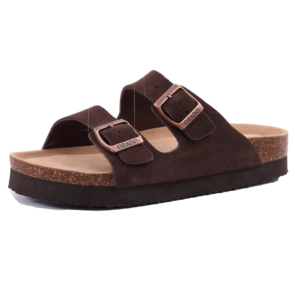 Veroq Suede Mule Sandals — Cork-Cushioned Arch Support You Can Feel