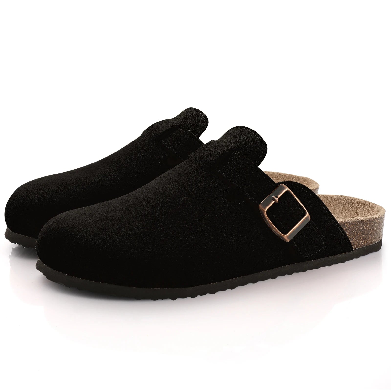 Veroq Suede Mule Sandals — Cork-Cushioned Arch Support You Can Feel