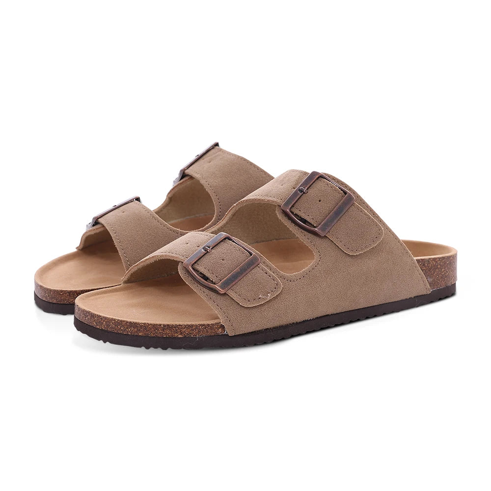 Veroq Suede Mule Sandals — Cork-Cushioned Arch Support You Can Feel