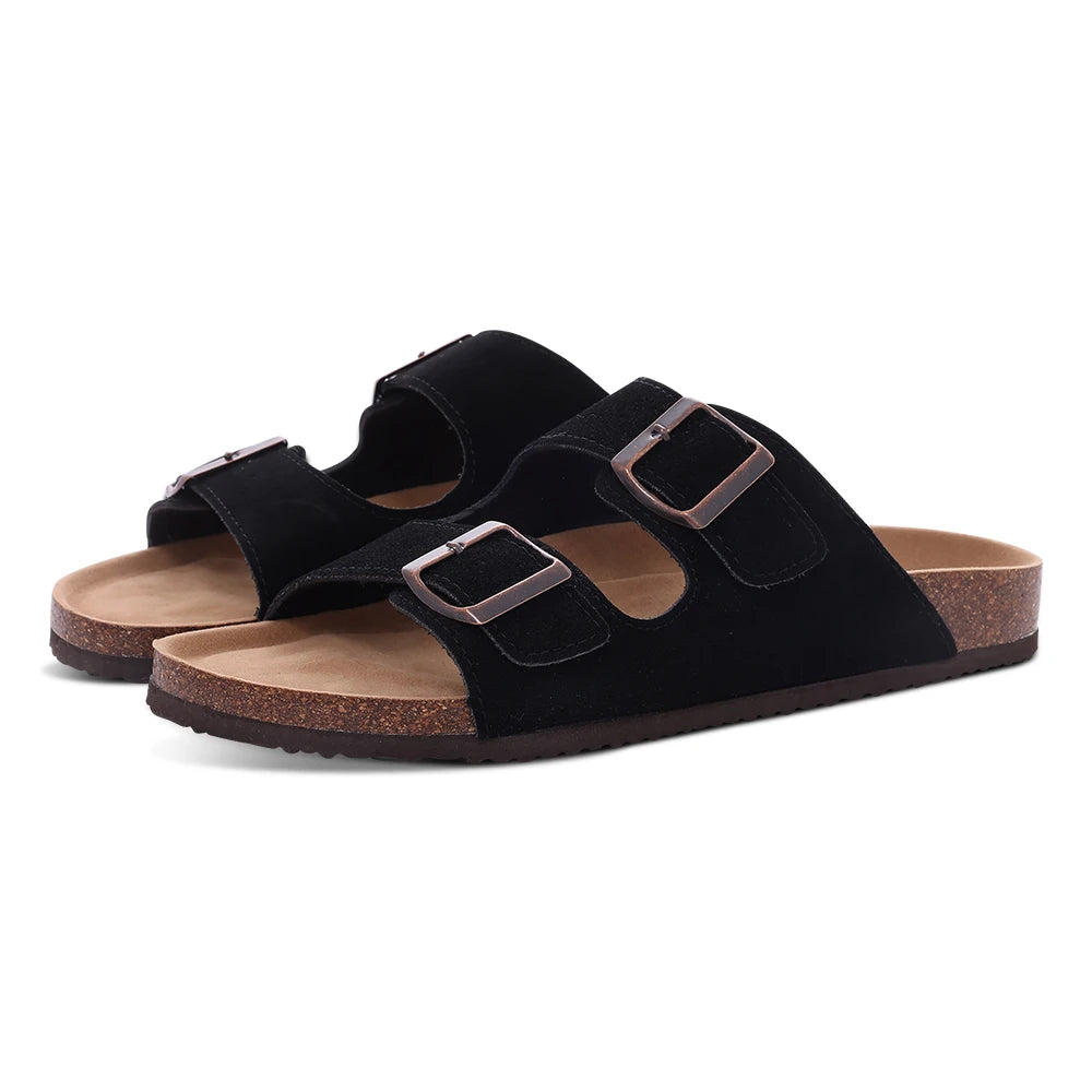 Veroq Suede Mule Sandals — Cork-Cushioned Arch Support You Can Feel