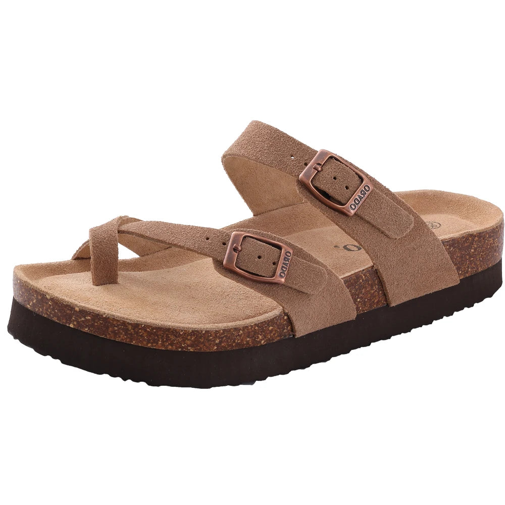 Veroq Suede Mule Sandals — Cork-Cushioned Arch Support You Can Feel