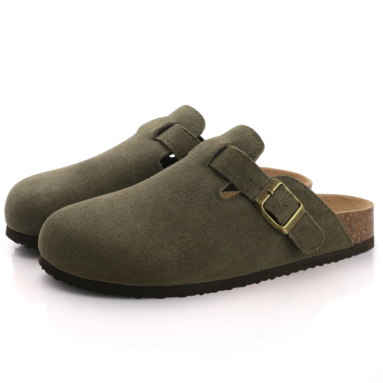 Veroq Suede Mule Sandals — Cork-Cushioned Arch Support You Can Feel