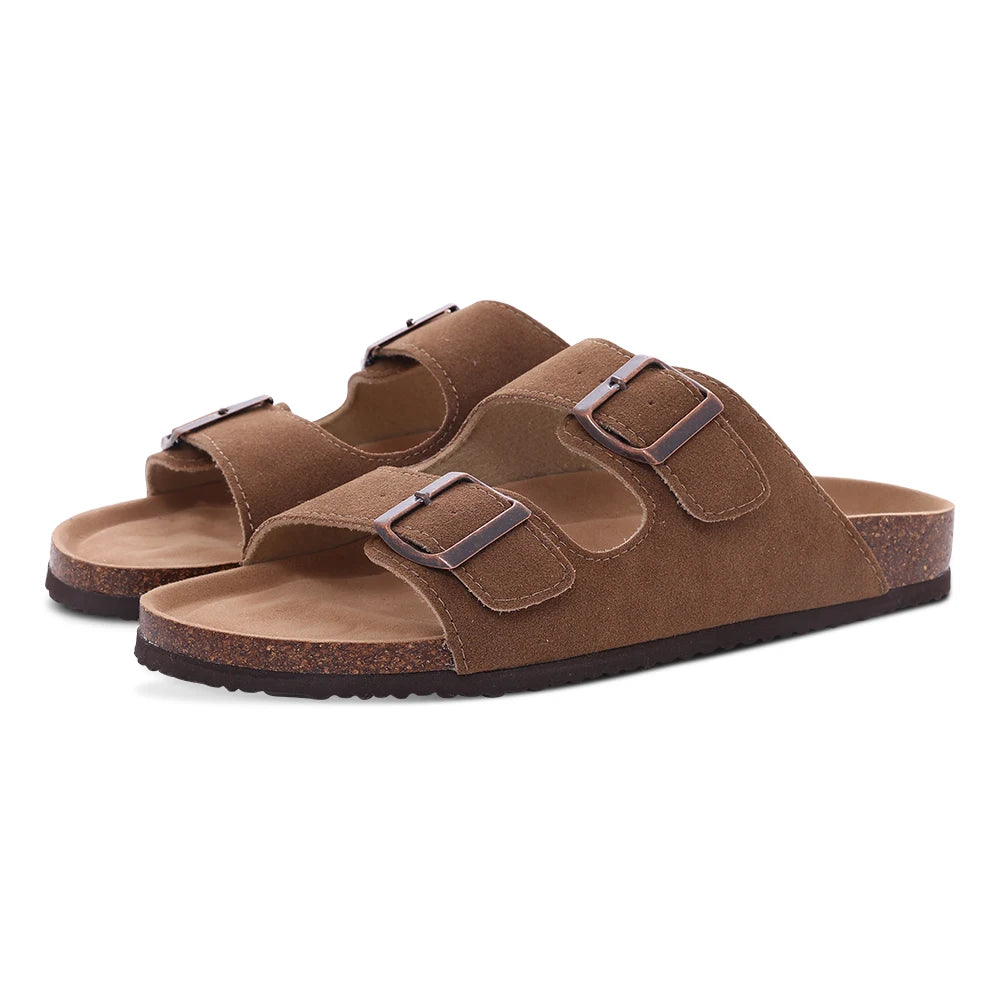 Veroq Suede Mule Sandals — Cork-Cushioned Arch Support You Can Feel