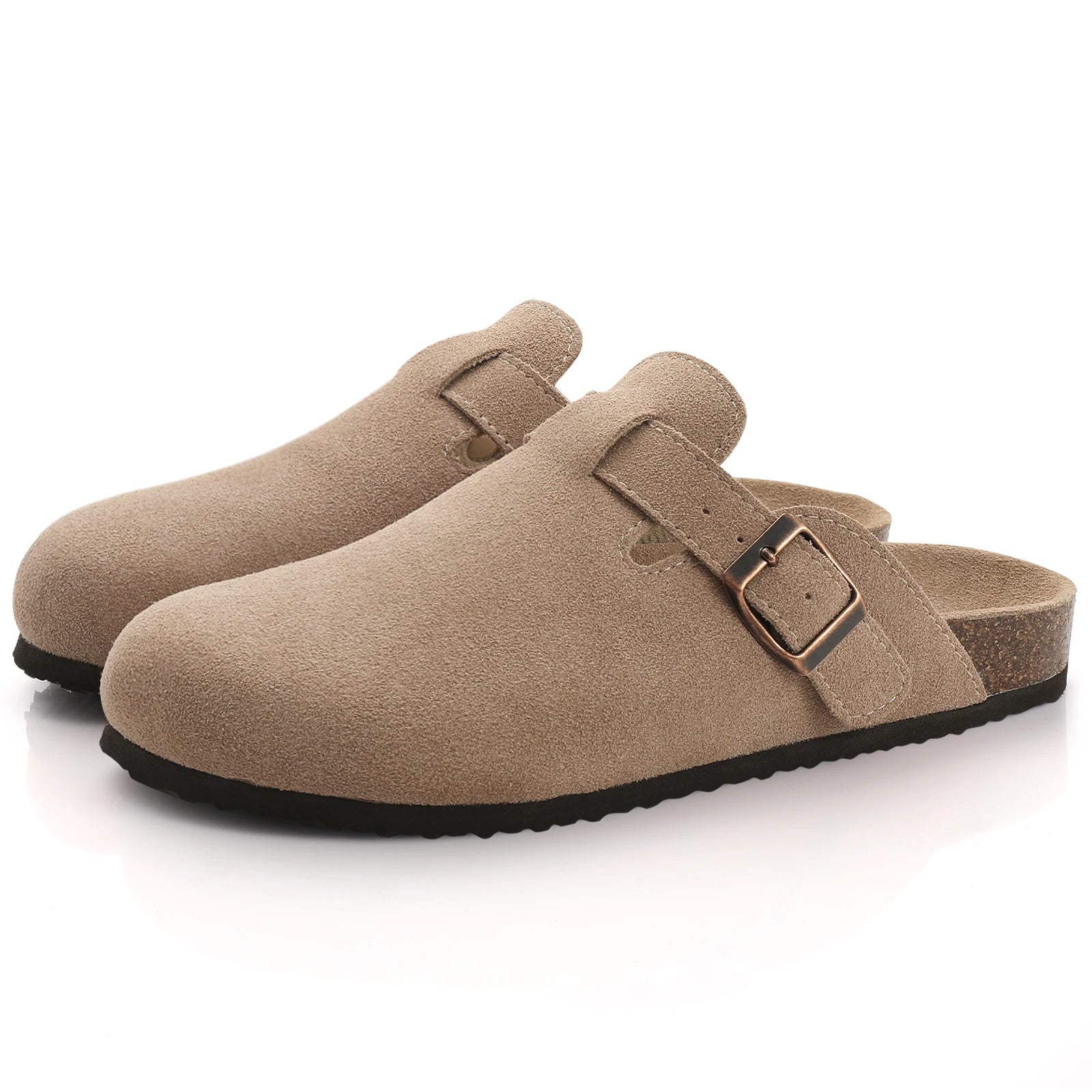 Veroq Suede Mule Sandals — Cork-Cushioned Arch Support You Can Feel