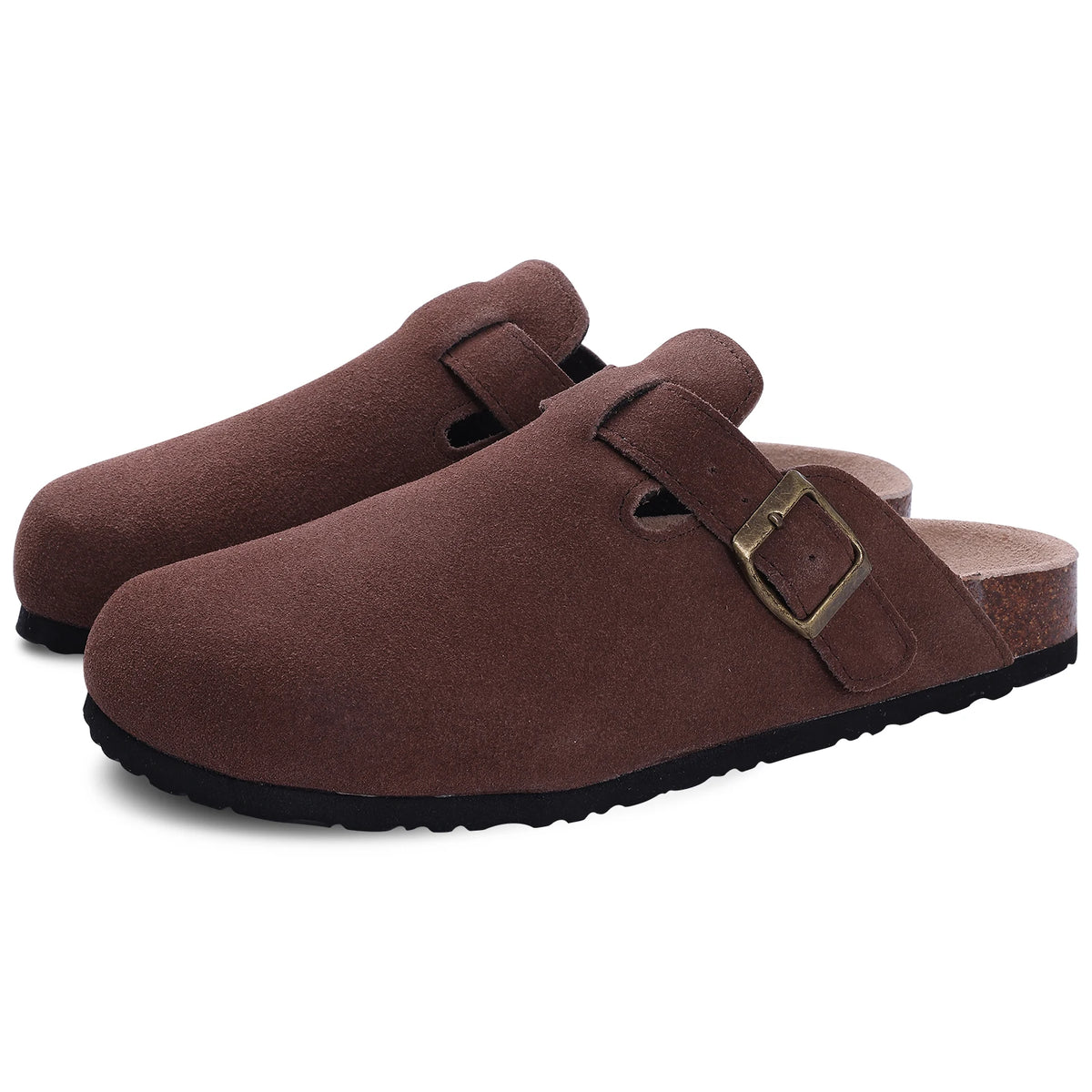 Veroq Suede Mule Sandals — Cork-Cushioned Arch Support You Can Feel