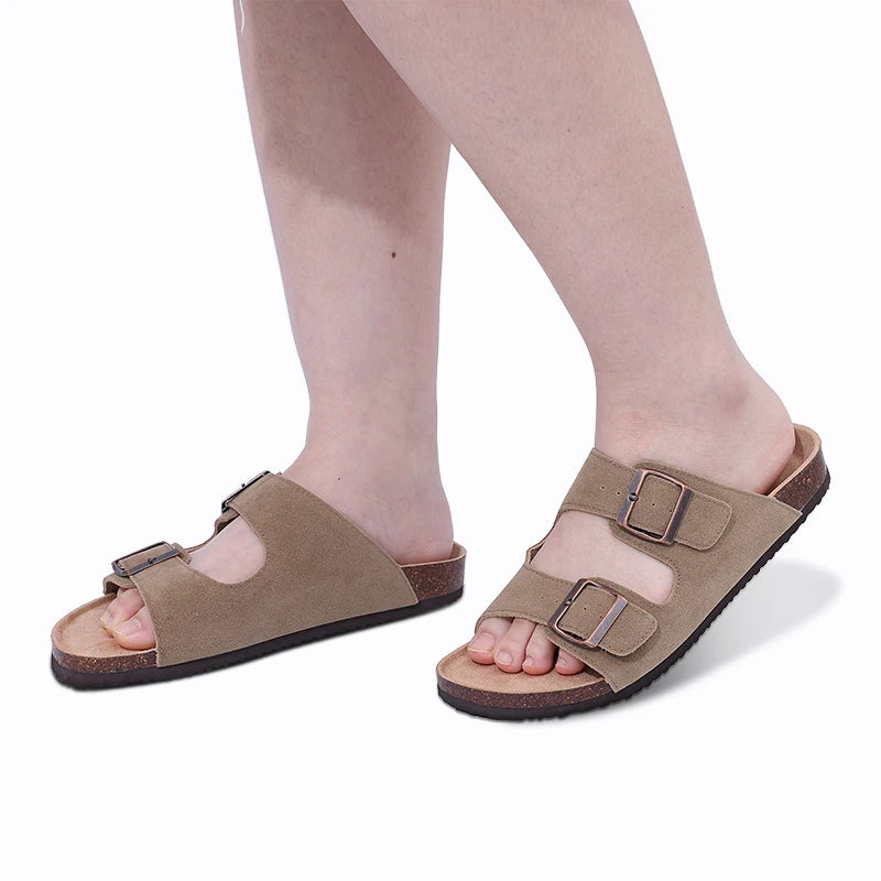 Veroq Suede Mule Sandals — Cork-Cushioned Arch Support You Can Feel