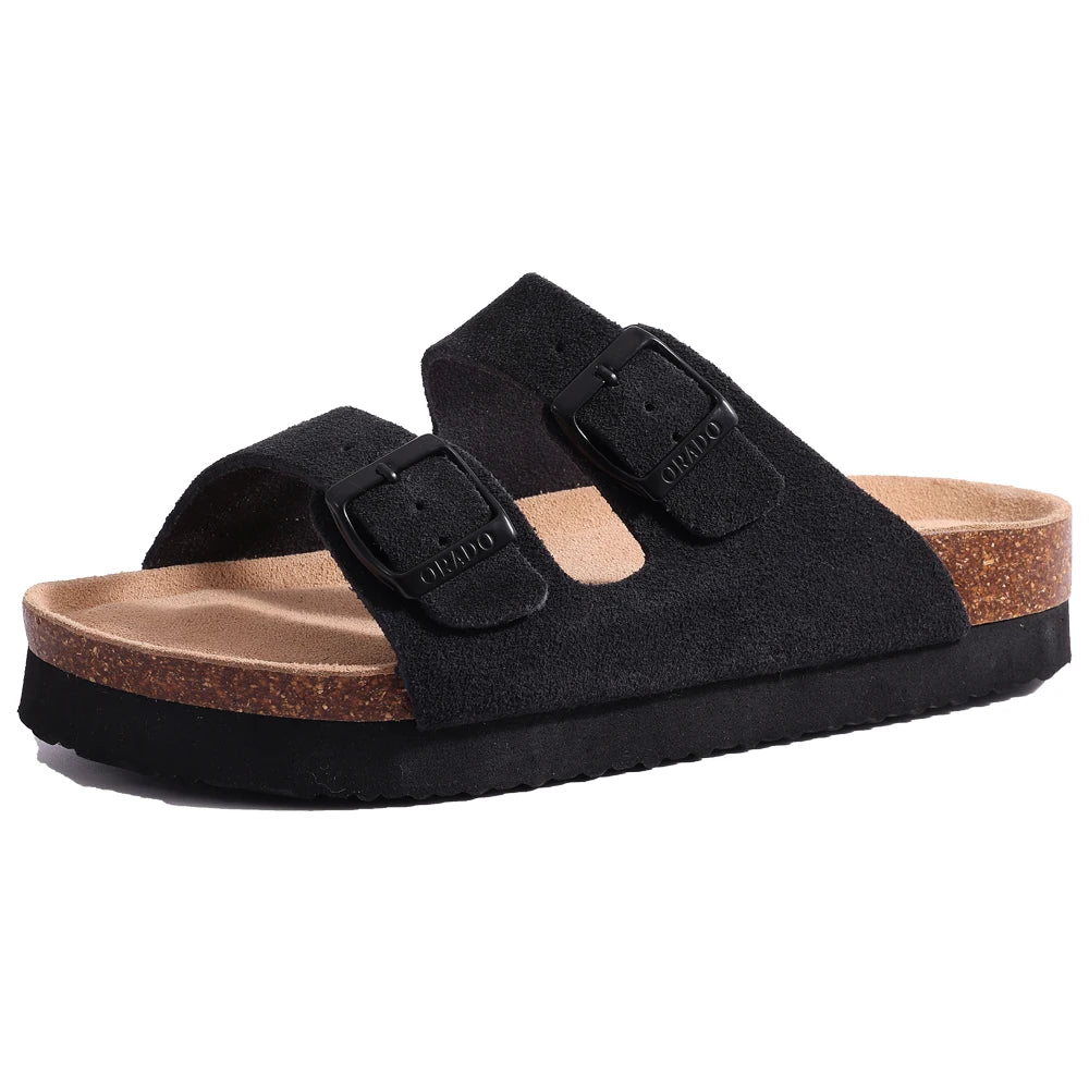 Veroq Suede Mule Sandals — Cork-Cushioned Arch Support You Can Feel
